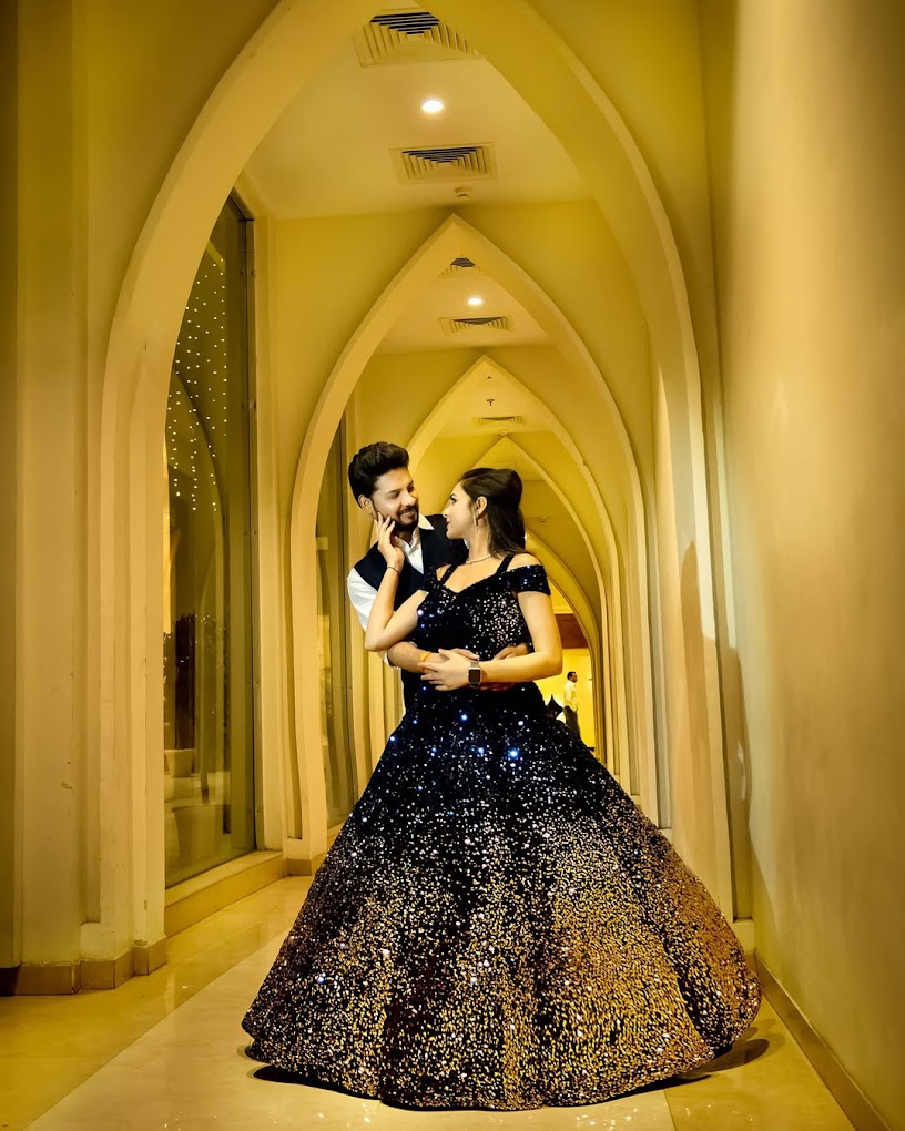 Couple in romantic arch